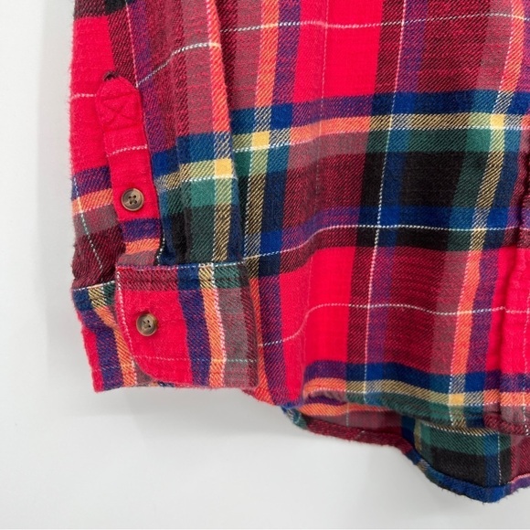 American Eagle Boyfriend Fit Striped Plaid Multi Collared Long Sleeves Shirt - Picture 3 of 8